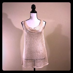 MATTY M | Tan/Beige Sequin Tank | Size Medium